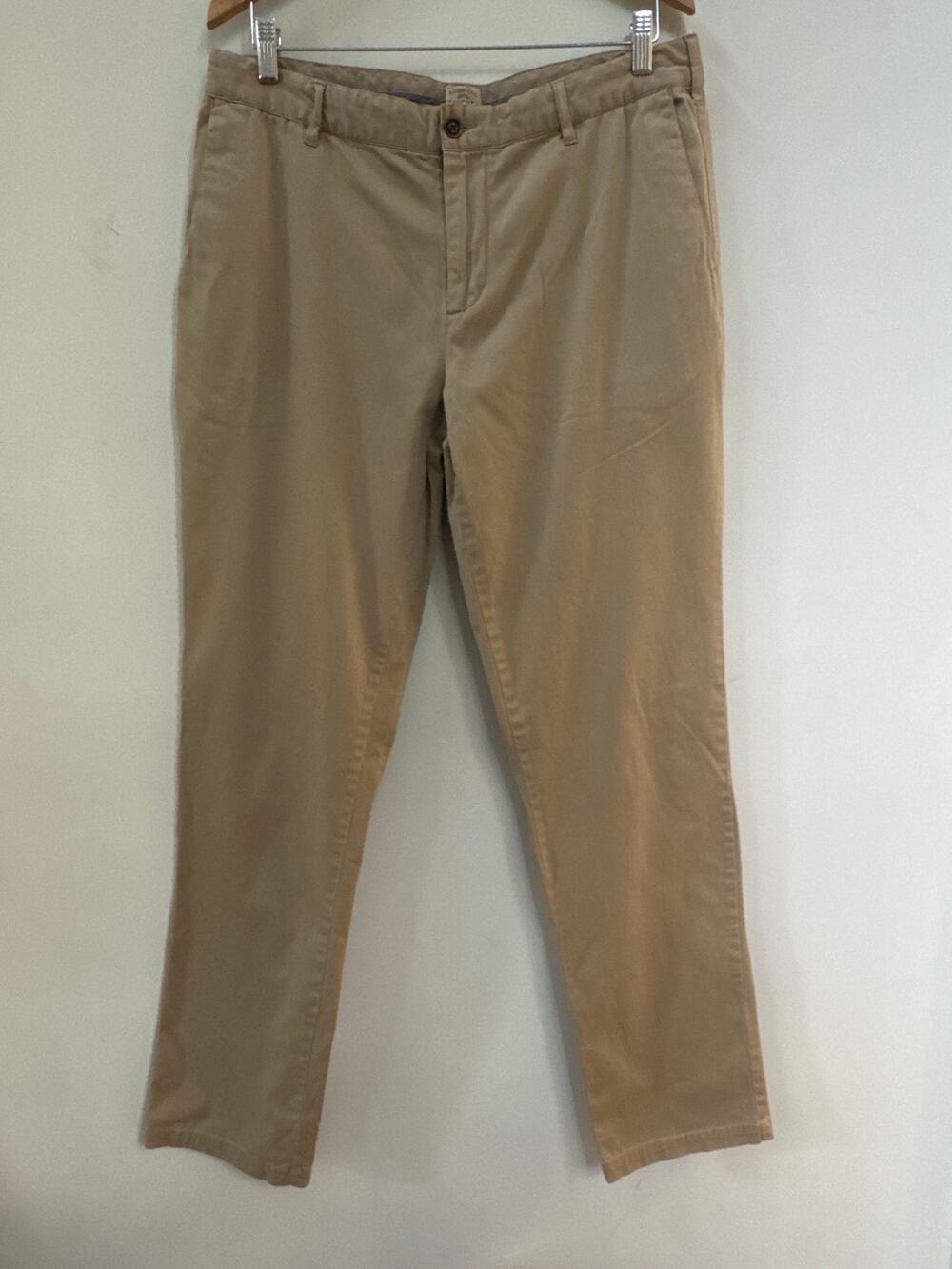 Faherty Men 35 X 34 Tan Khaki 5 Pocket Cotton Spandex Flat Front Chino Pant